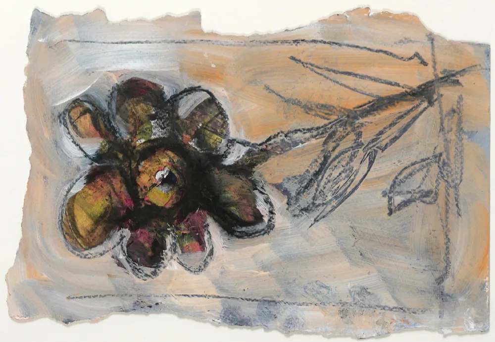 FLOWER by Basil Blackshaw, oil and charcoal on paper, sold Oct 2017