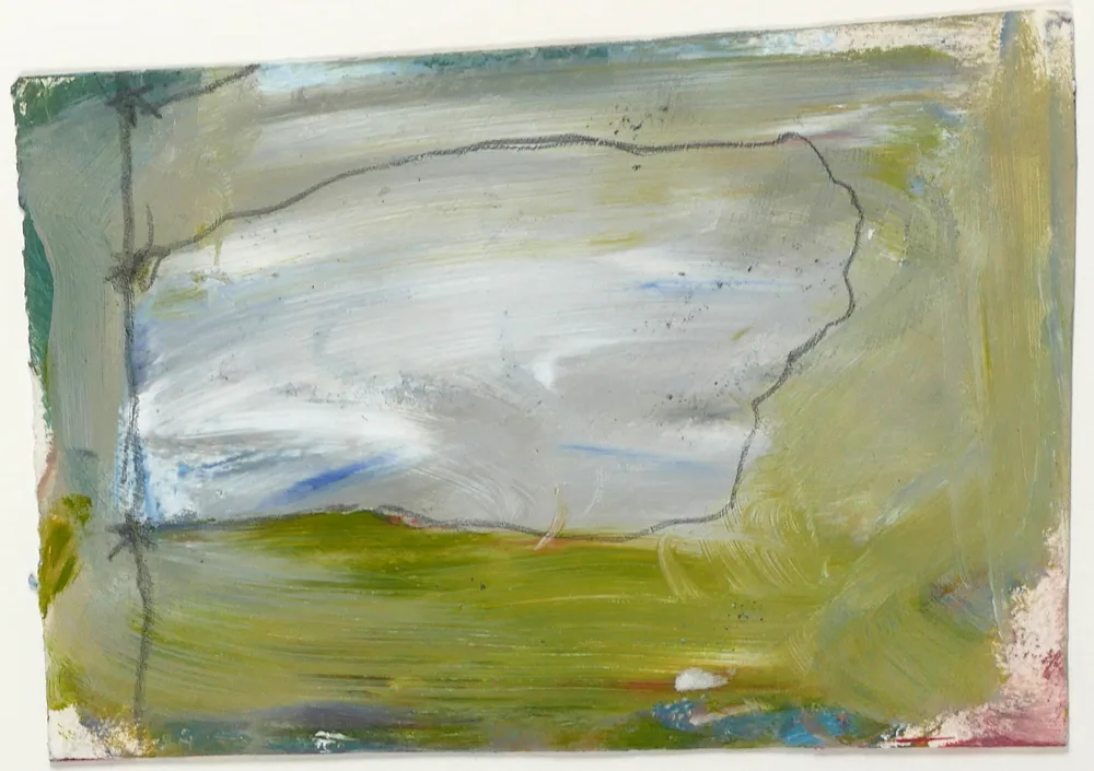SHEET ON A LINE by Basil Blackshaw, oil and pencil on paper, sold Oct 2017