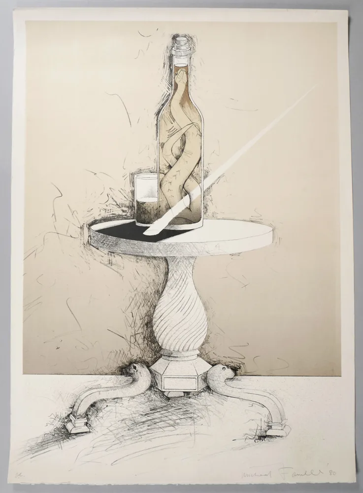 ALCOOL DE SERPENT by Micheal Farrell, 1978, lithograph; (artist's proof), sold Oct 2017