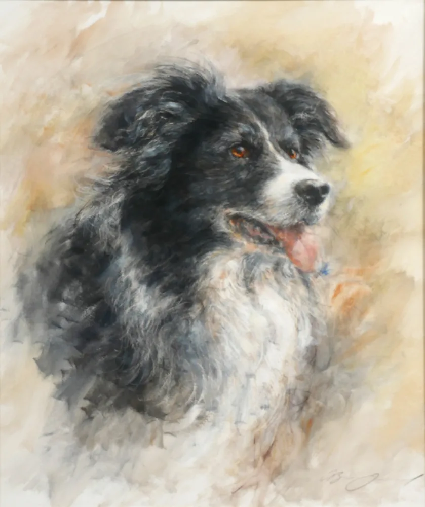 Gary Benfield, COLLIE, watercolour and crayon on board