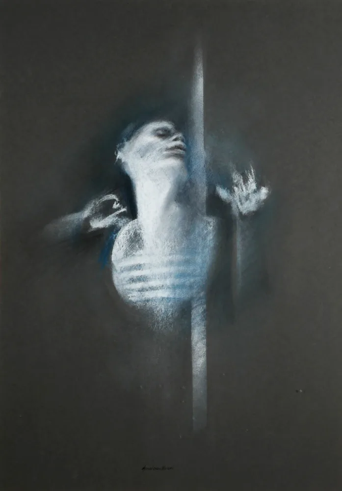 FIGURE LEANING BACK by Donal O'Sullivan, pastel, offered Oct 2017