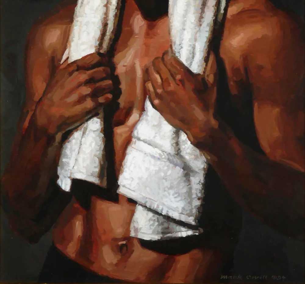 THE WHITE TOWEL by Mark O'Neill, 1994, oil on board, sold Oct 2017