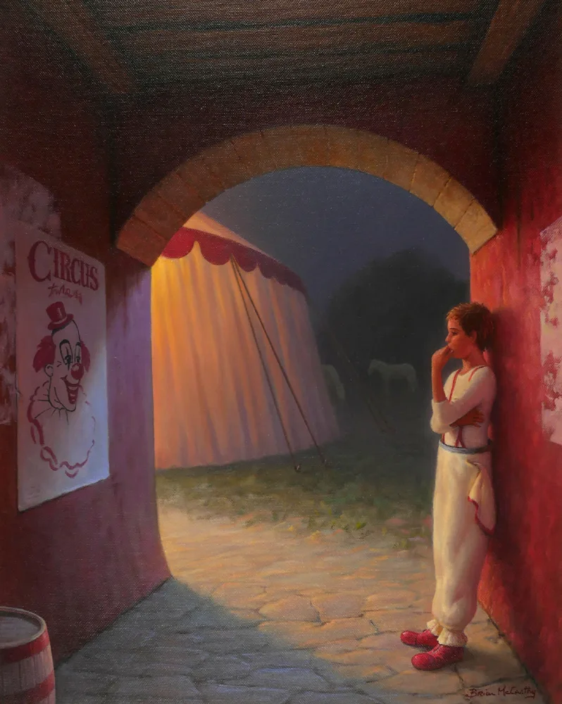 THE YOUNG CLOWN by Brian McCarthy, 2006, oil on canvas, sold Oct 2017