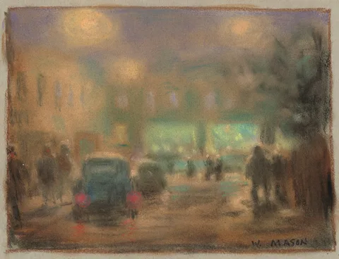 William Mason, BANGOR, 1970 and OTHER SCENES (SET OF SIX), pastel on paper; (6); (unframed)