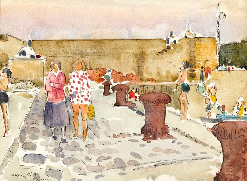 LOUGHSHINNY, COUNTY DUBLIN by Patrick Leonard, 1955, watercolour and ink, sold Oct 2017