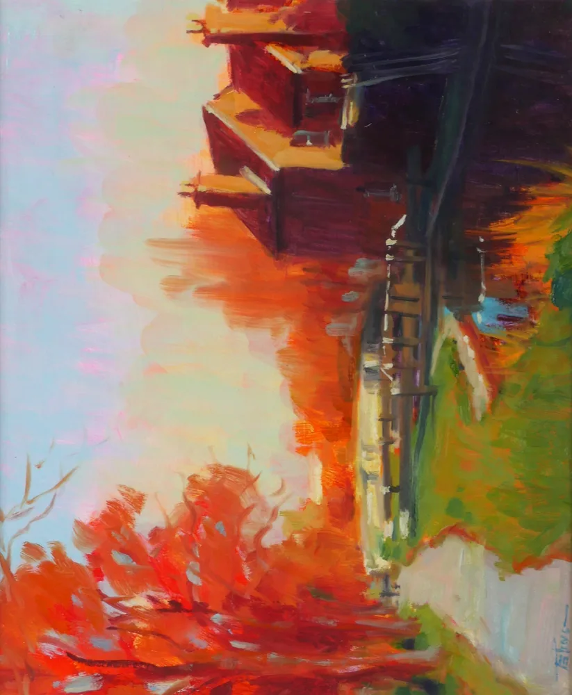 TOWARD HUBAND BRIDGE, DUBLIN by Norman Teeling, oil on board, offered Oct 2017