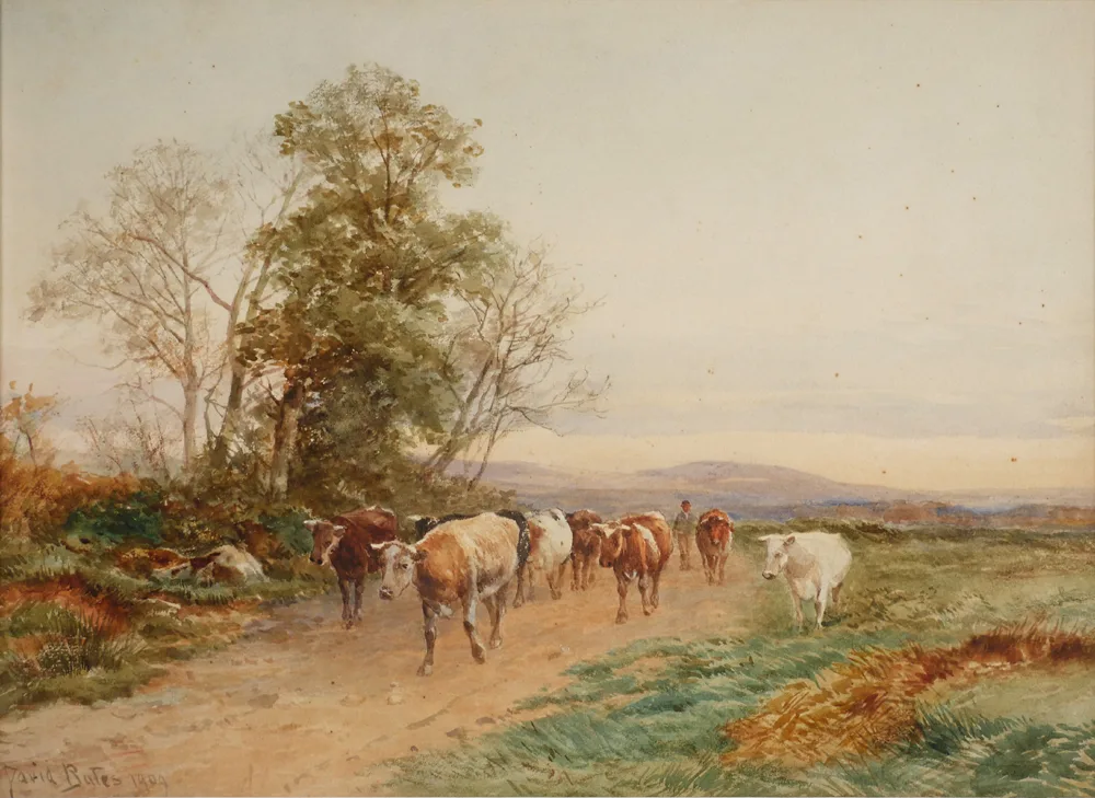 GOING HOME, AMBLESIDE, CUMBRIA by David Bates, 1909, watercolour, sold Oct 2017