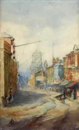 Lilian Lucy Davidson, STREET SCENE WITH VIEW OF CLOCK TOWER