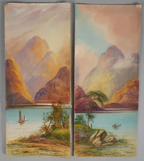 Edwin Earp, LAKE SCENES (A PAIR) AND SIX WATERCOLOURS BY OTHER ARTISTS, watercolour on board; (5); watercolour on paper; (3); (8); (all unframed)