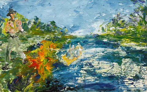 Jack Butler Yeats, AGAINST THE STREAM, 1945, oil on board