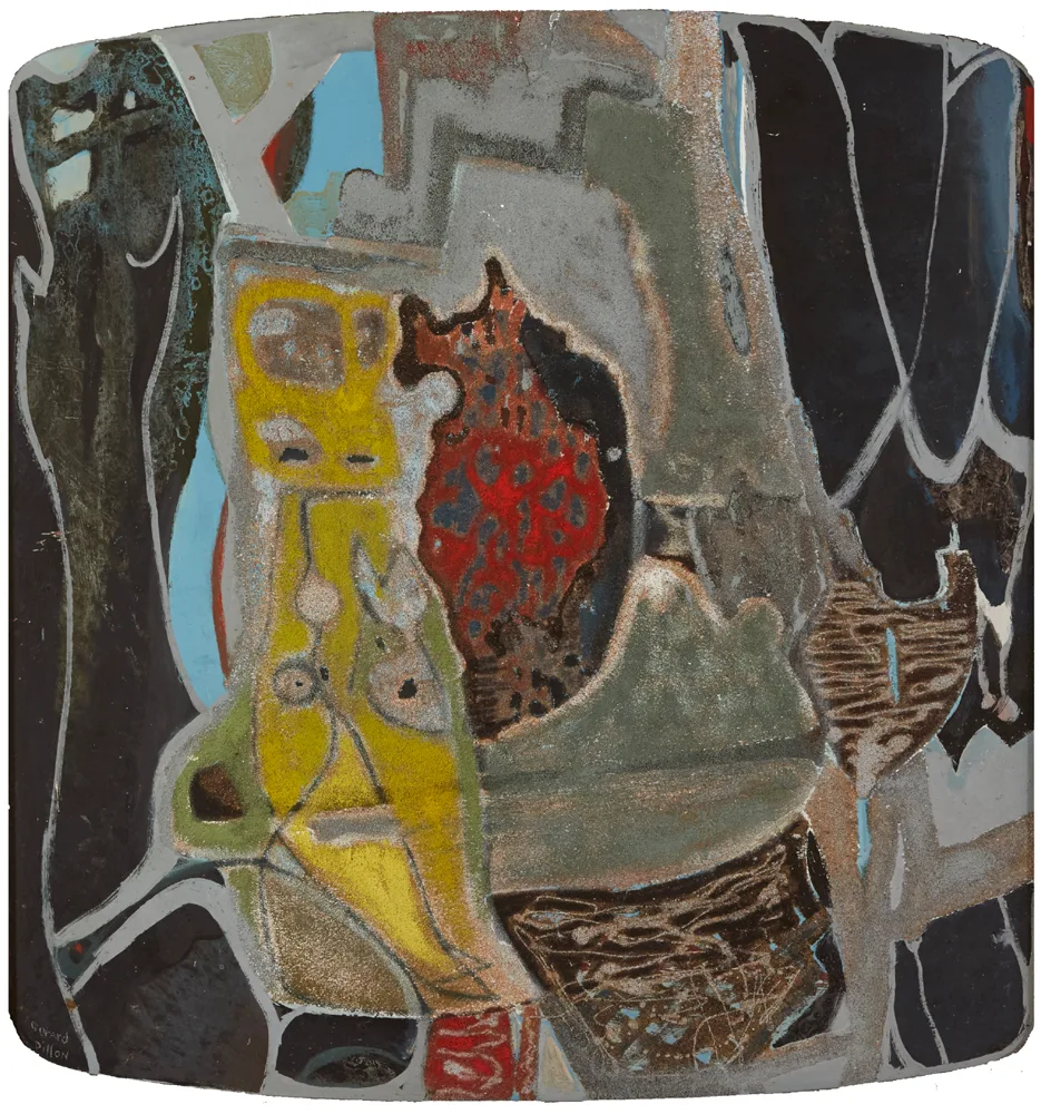 ABSTRACT LANDSCAPE by Gerard Dillon, oil, gouache and sand on board, sold Oct 2017
