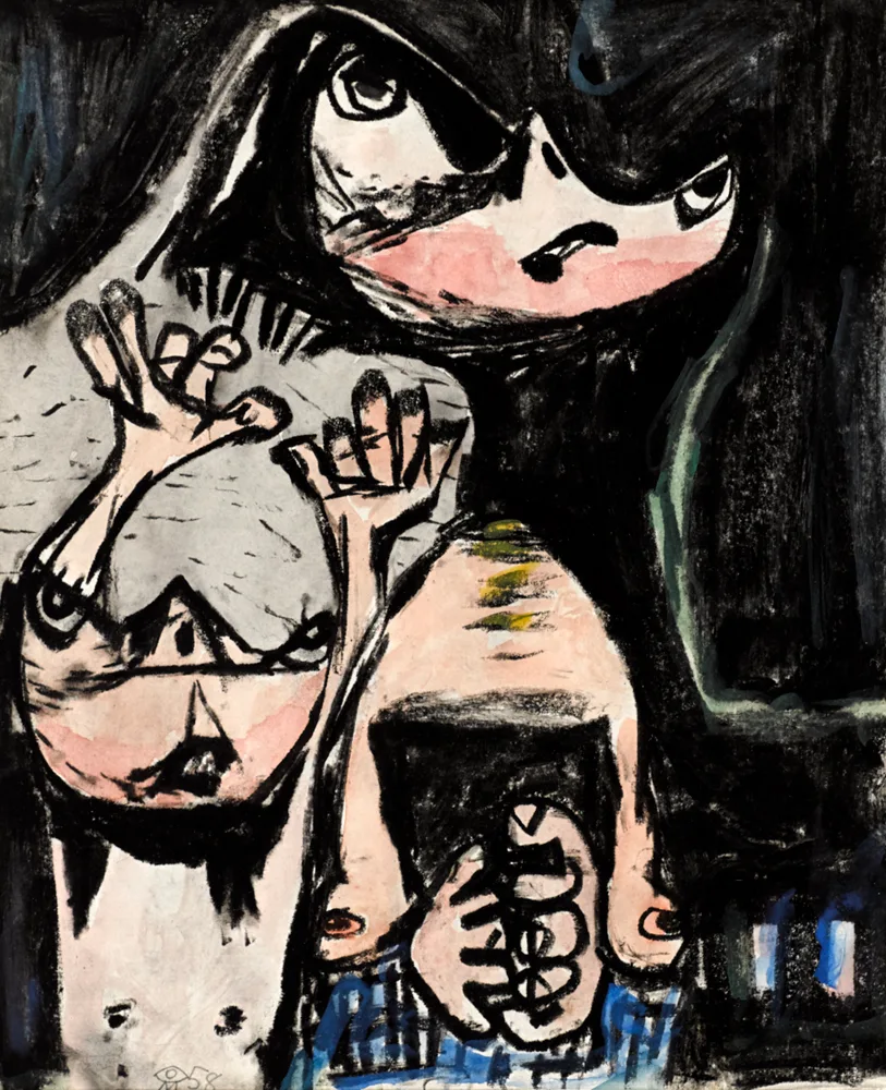 ABSTRACT FIGURES by Colin Middleton, 1958, pastel and gouache, sold Oct 2017