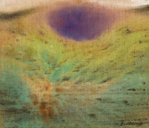 Patrick Scott, THE LAKE, 1961, tempera on unprimed canvas