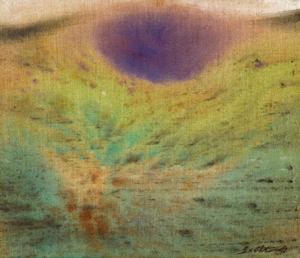 THE LAKE by Patrick Scott, 1961, tempera on unprimed canvas, offered Oct 2017
