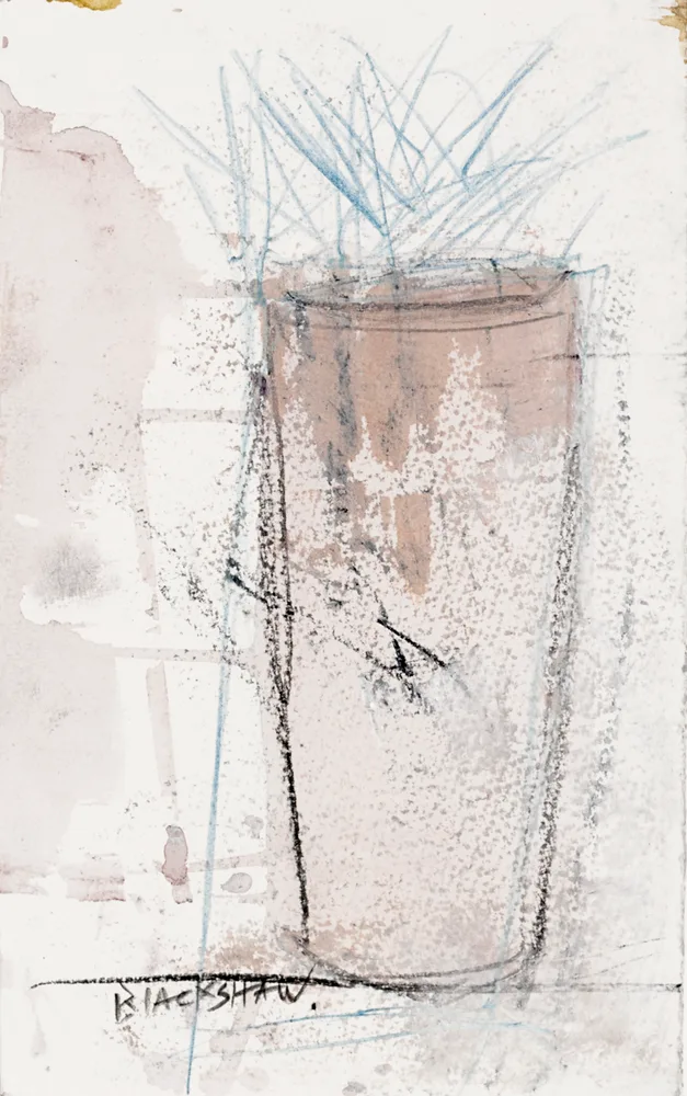 STICK FLOWERS by Basil Blackshaw, gouache, charcoal and crayon on paper, sold Oct 2017