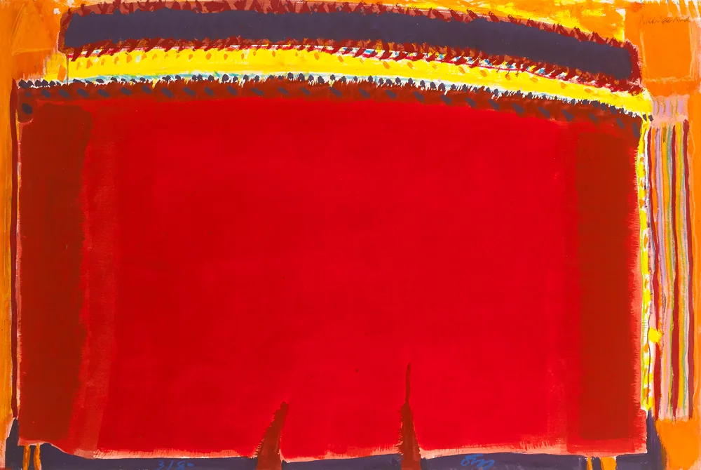 NASSAU RED by Tony O'Malley, 1980, gouache, pastel and watercolour on card, sold Oct 2017