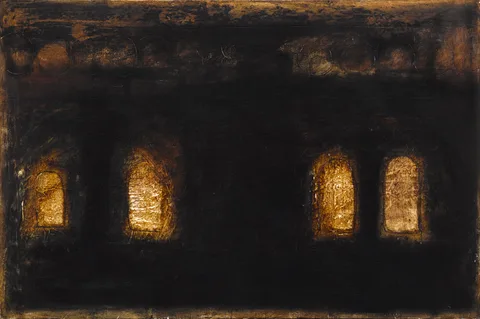SANCTUARY by Mary Rose Binchy, 1993, mixed media on canvas, sold Oct 2017