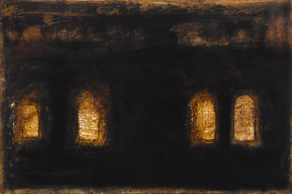 SANCTUARY by Mary Rose Binchy, 1993, mixed media on canvas, sold Oct 2017