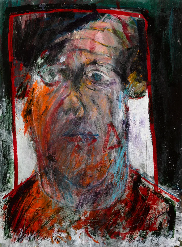SELF PORTRAIT by Brian Maguire, 1981, oil on paper, sold Oct 2017