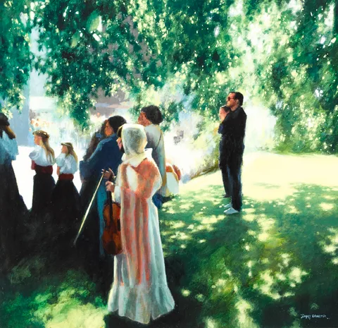 GALWAY EARLY MUSIC FESTIVAL by Jimmy Lawlor, 1999, oil on board, sold Oct 2017