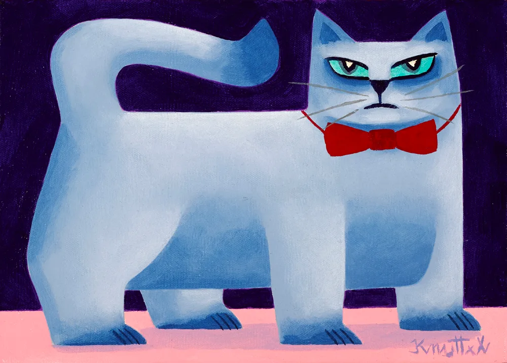 BLUE CAT by Graham Knuttel, oil on canvas, sold Oct 2017