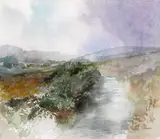 Terence P. Flanagan, LANDSCAPE WITH MOUNTAINS IN THE DISTANCE