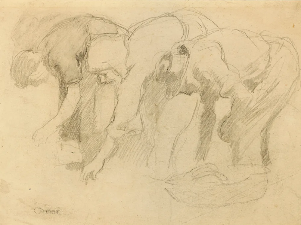 POTATO PICKERS by William Conor, pencil, sold May 2017