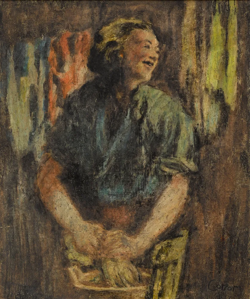 WASH DAY by William Conor, crayon, sold May 2017