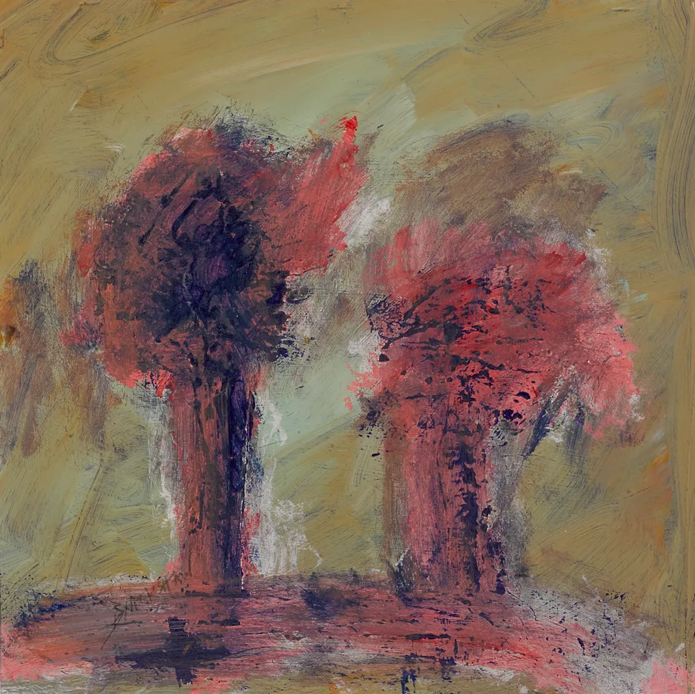 TWO TREES by Basil Blackshaw, oil on board, offered May 2017