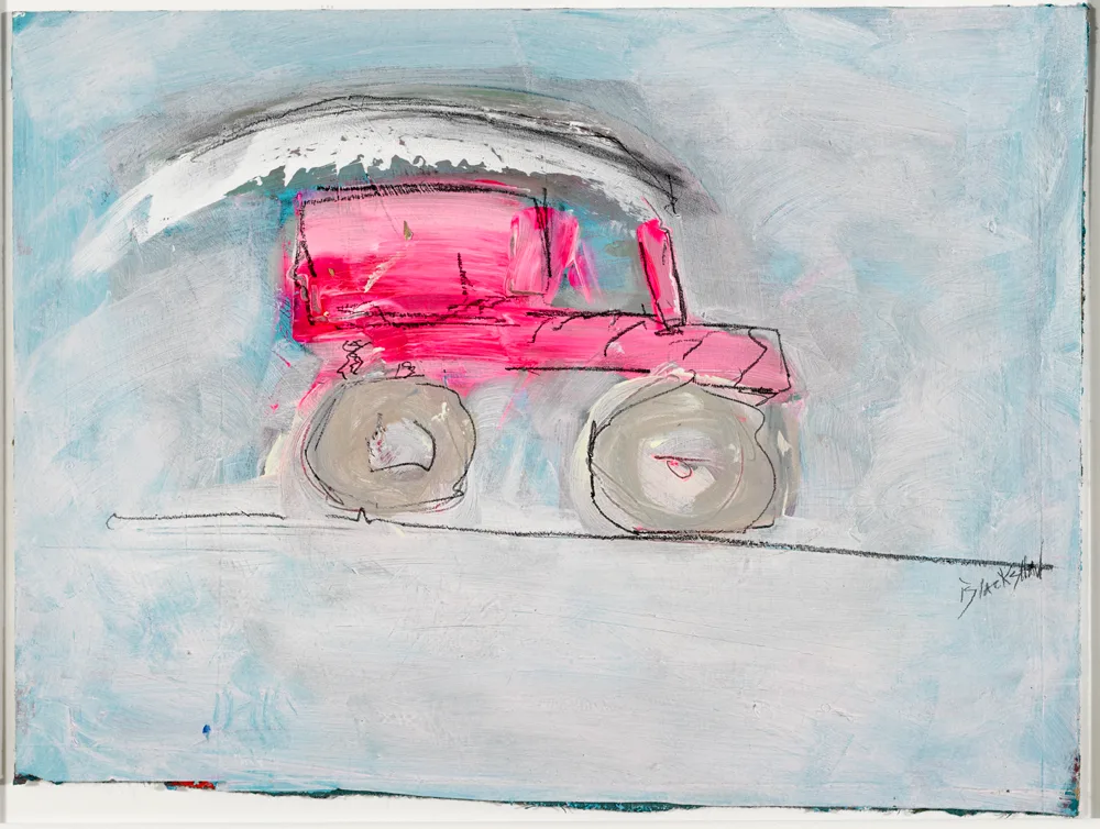 PINK TRACTOR by Basil Blackshaw, oil on board, sold May 2017