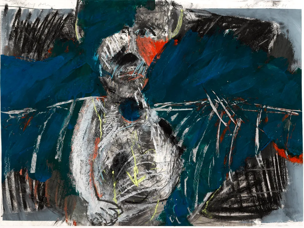 ANGRY MAN by Brian Maguire, 1981, oil and acrylic on paper, sold May 2017