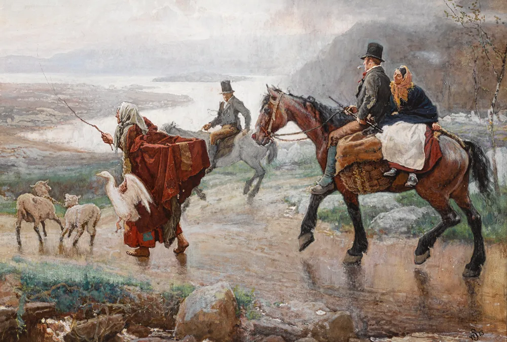 William Small, AN IRISH PARTY RETURNING FROM MARKET, 1873, watercolour and pastel