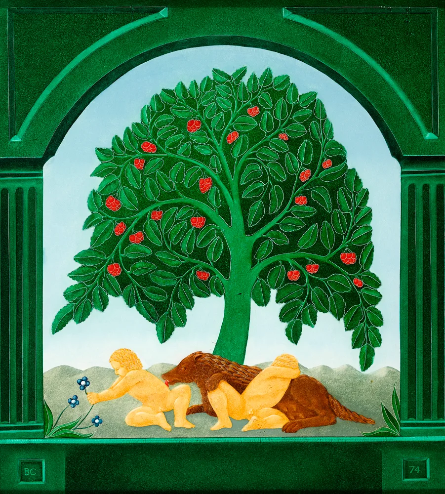 ROMULUS AND REMUS by Barry Castle, 1974, oil on board, offered May 2017
