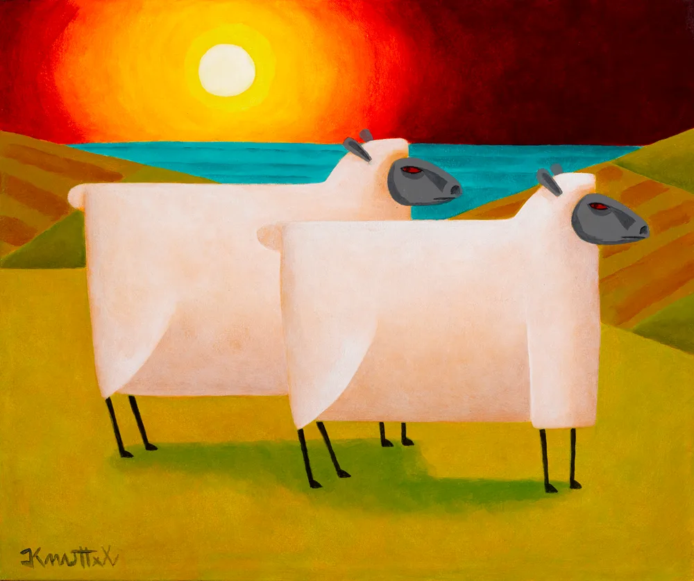 Graham Knuttel, TWO SHEEP, oil on canvas
