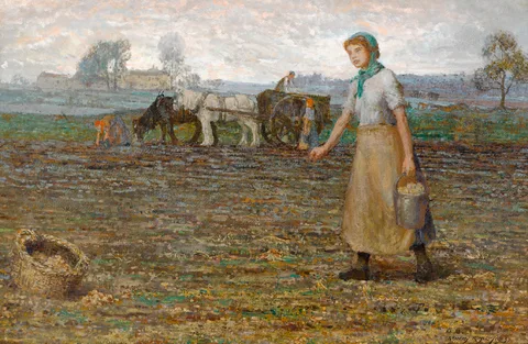 Stanley Royle, IN THE POTATO FIELDS, ECCLESFIELD, EARLY EVENING, 1913, watercolour and gouache