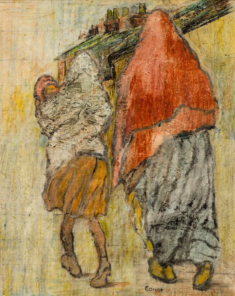 William Conor, THREE GENERATIONS, crayon on board