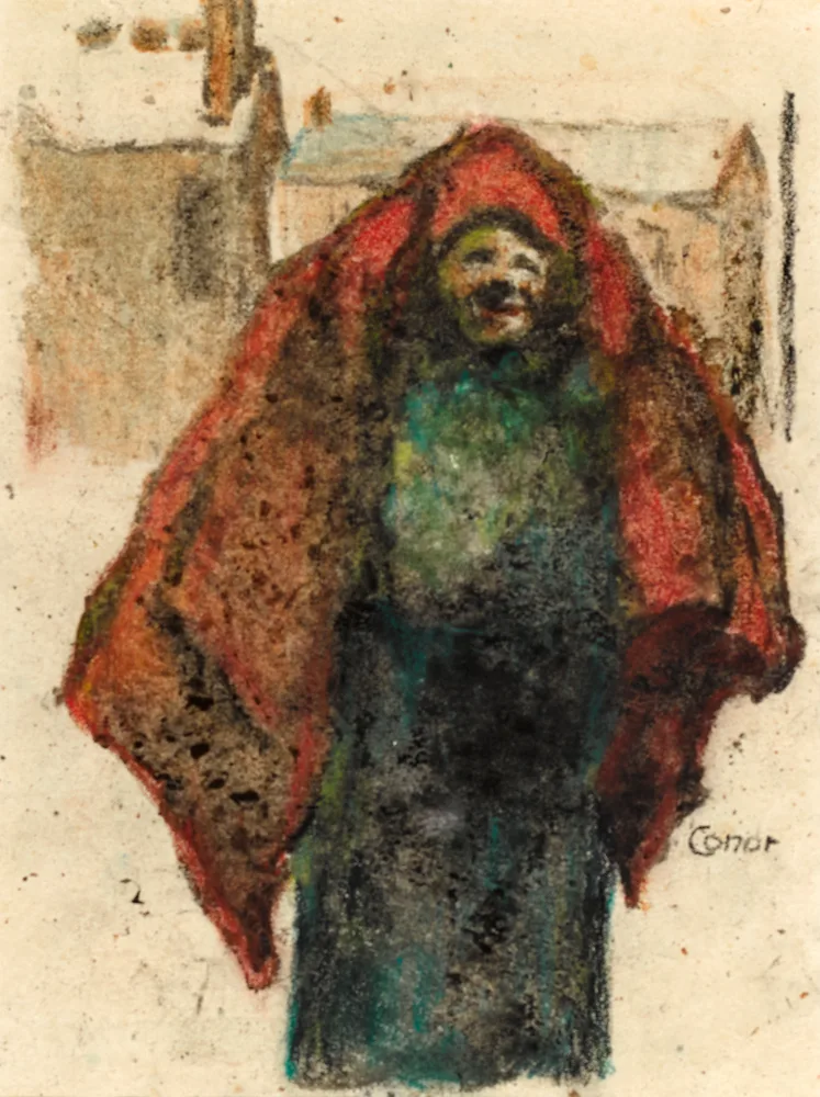 OLD BELFAST SHAWLIE by William Conor, crayon on paper, sold Feb 2017