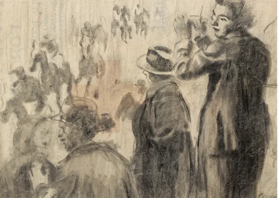 THE CHASE HOME by William Conor, pencil, sold Feb 2017
