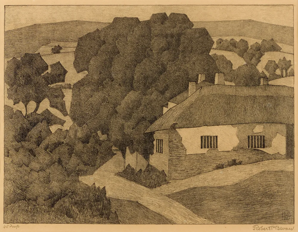 Robert Bevan, THE SMITHY, LUPPITT, DEVON, 1920, lithograph; (from an edition of 45)