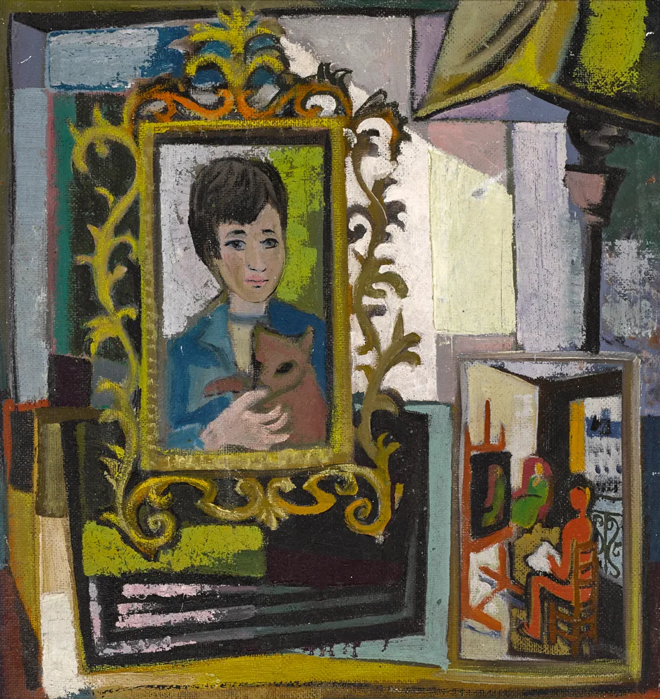 MADGE CAMPBELL AND HER CAT by Gerard Dillon, c.1945-50, oil on board, sold Feb 2017