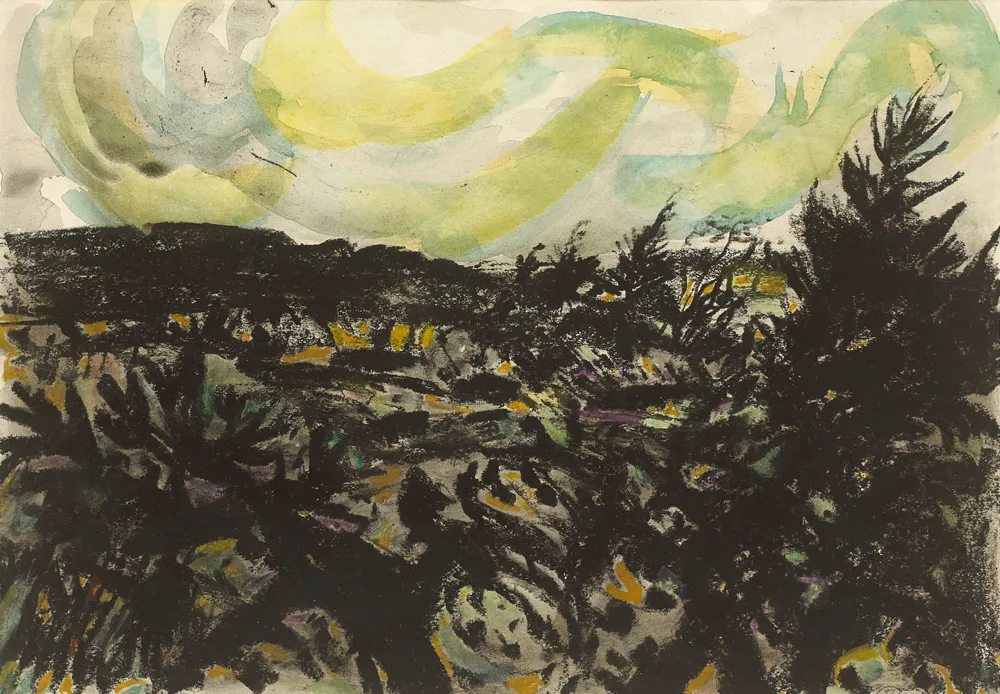 GLENDOWAN, COUNTY DONEGAL by Colin Middleton, pastel and watercolour, sold Feb 2017