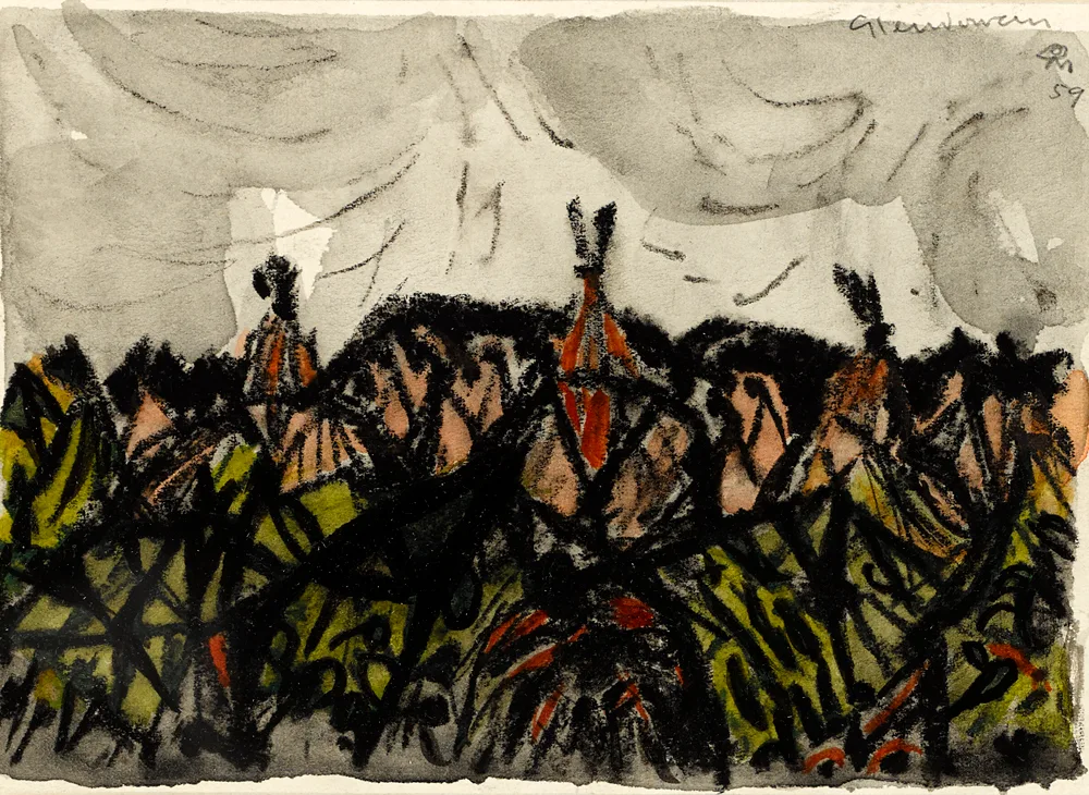 GLENDOWAN by Colin Middleton, 1959, pastel and wash on paper, sold Feb 2017