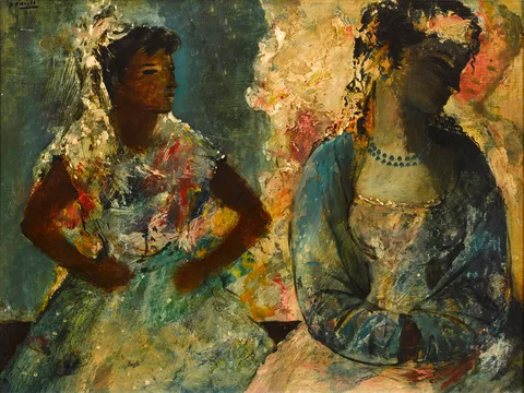 REHEARSAL by Daniel O'Neill, oil on board, sold Feb 2017