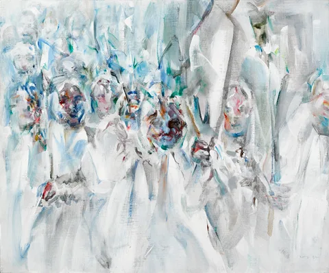 Louis le Brocquy, STUDY FOR RIVERRUN: PROCESSION WITH LILIES, 1984, oil on canvas