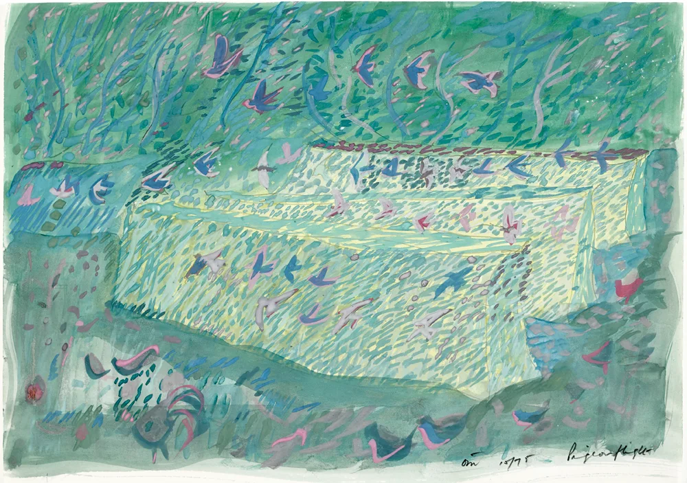 PIGEON FLIGHT by Tony O'Malley, 1975, watercolour and gouache, sold Feb 2017