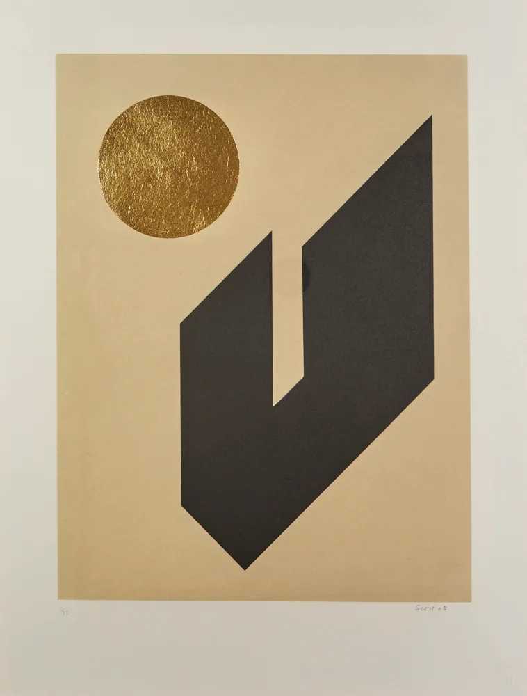 TANGRAM III by Patrick Scott, 2005, carborundum and gold leaf; (no. 52 from edition of 75), sold Feb 2017