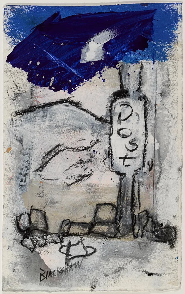 POST BOX by Basil Blackshaw, oil on paper, sold Feb 2017
