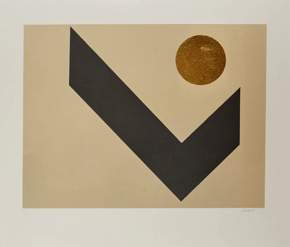 TANGRAM IV by Patrick Scott, 2005, carborundum and gold leaf; (no. 52 from edition of 75), sold Feb 2017