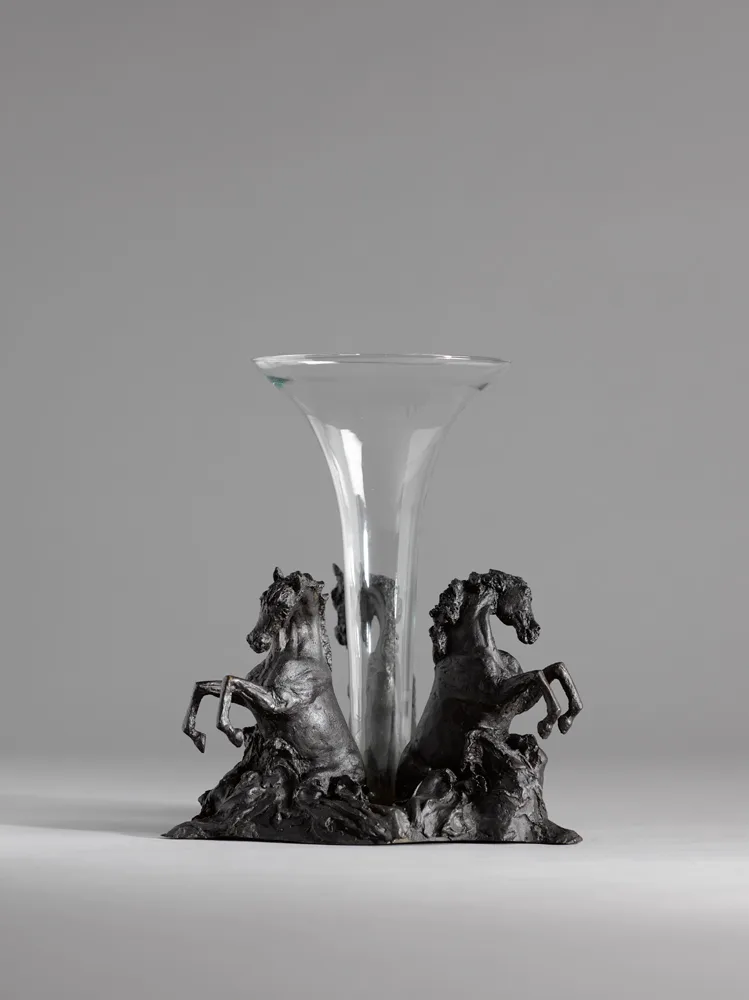 Angela Conner, CELEBRATION, 2001, bronze with glass vase incorporated; (limited edition of 25)