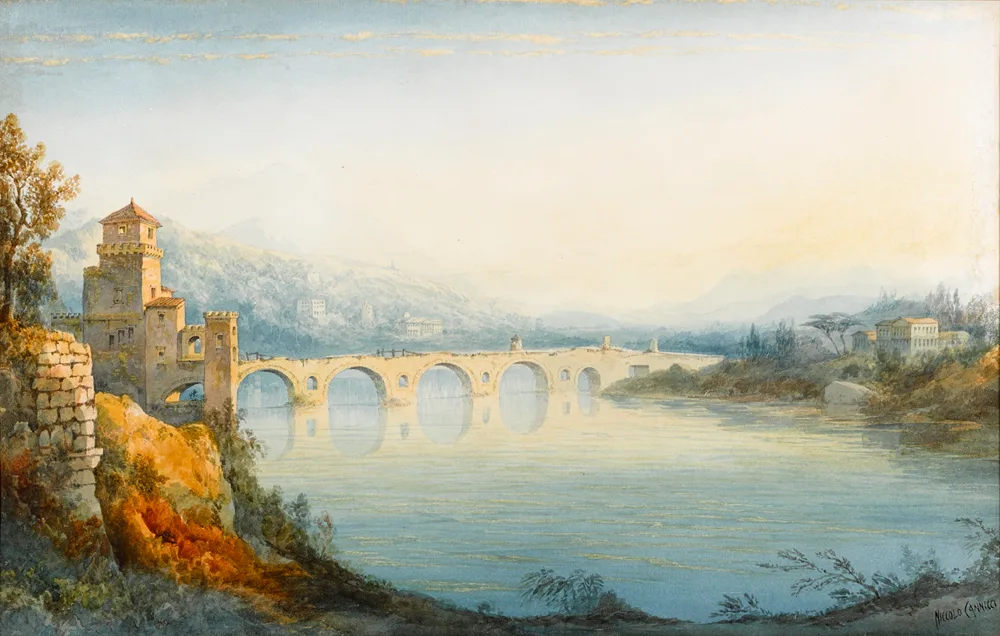 Niccolò Cannicci, THE BRIDGE AT AVIGNON, FRANCE, watercolour